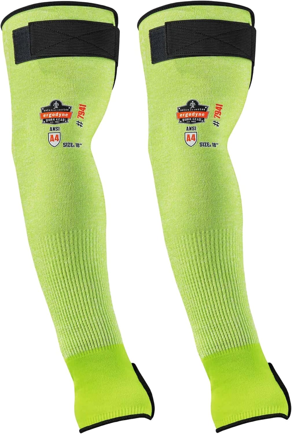 ProFlex 7941 Cut Resistant Protective Arm Sleeve, Cut Level A4, Pair, Lime, 22 Inch