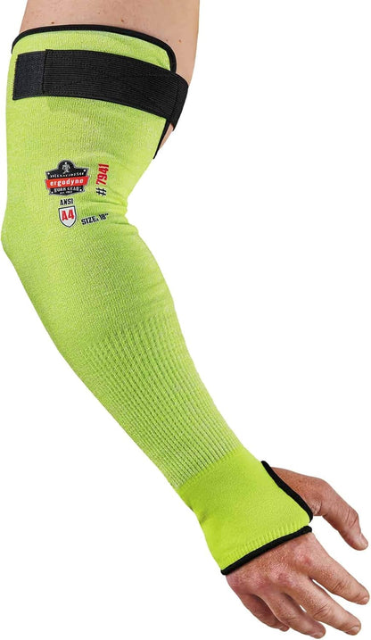 ProFlex 7941 Cut Resistant Protective Arm Sleeve, Cut Level A4, Pair, Lime, 22 Inch