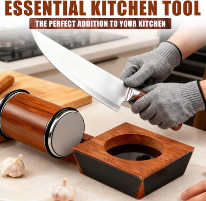 Tumbler Knife Sharpener Tool, Kitchen Rolling Knife Sharpener Kit,Diamonds and Ceramic Disc Sharpeners Are Used, Tumbler Tools with 12 & 15 & 20 &22 Degree Angle,for Gift Teachers' Day,Christmas