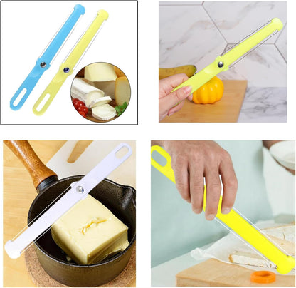 3 Pack Cheese Slicer Handheld 2 Side Wire Blade Knife Butter Cutter Peeler Spatula Cake Sausage Ham Slicing Tool for Cheddar Gruyere Raclette Mozzarella Block