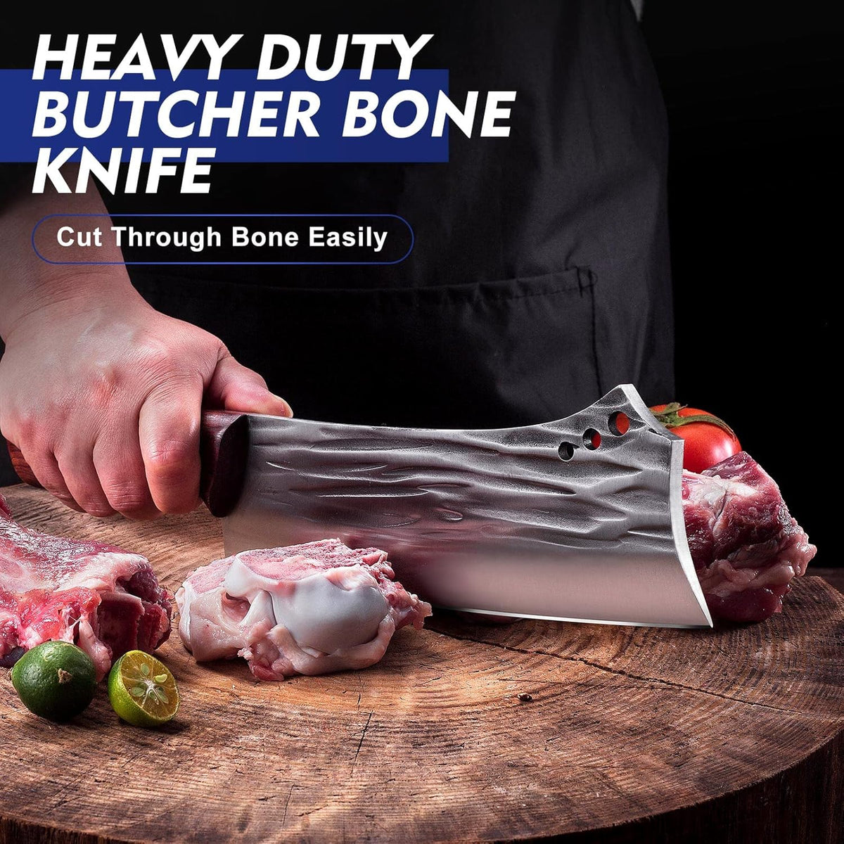 4PCS Hand Forged Butcher Knife Set - Slicing Knife,Boning Knife, Dividing Knives,Skinning Butcher Knives,High Carbon Steel Meat Cutting cleaver for Home Kitchen & Outdoor