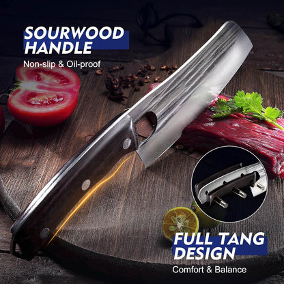 4PCS Hand Forged Butcher Knife Set - Slicing Knife,Boning Knife, Dividing Knives,Skinning Butcher Knives,High Carbon Steel Meat Cutting cleaver for Home Kitchen & Outdoor