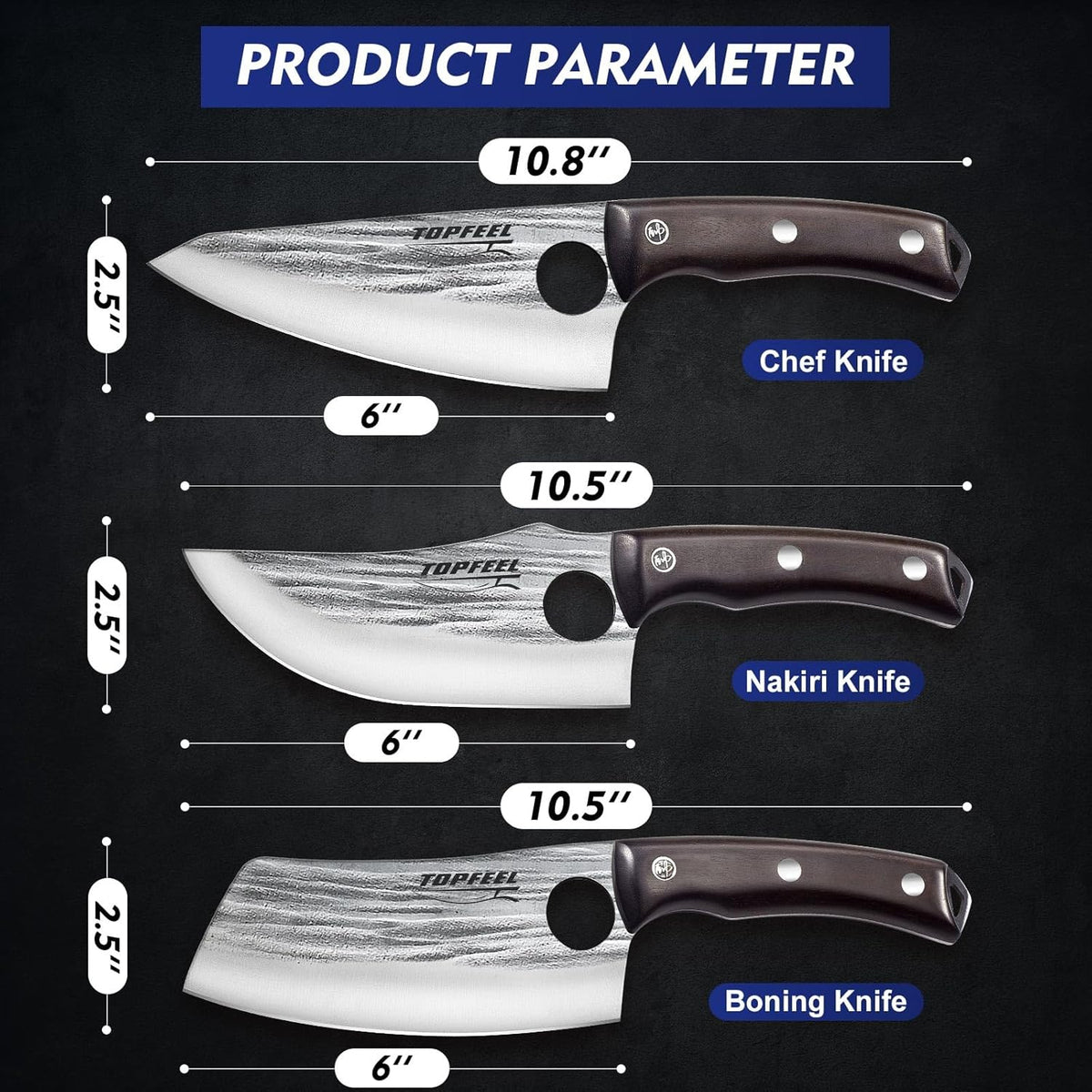 4PCS Hand Forged Butcher Knife Set - Slicing Knife,Boning Knife, Dividing Knives,Skinning Butcher Knives,High Carbon Steel Meat Cutting cleaver for Home Kitchen & Outdoor
