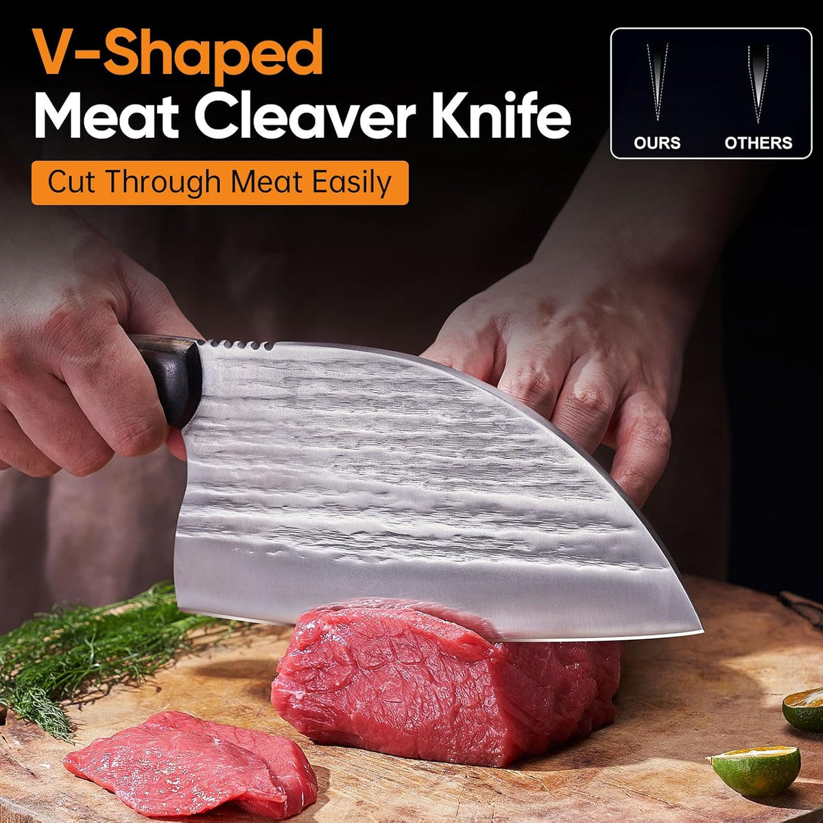 4PCS Hand Forged Butcher Knife Set - Slicing Knife,Boning Knife, Dividing Knives,Skinning Butcher Knives,High Carbon Steel Meat Cutting cleaver for Home Kitchen & Outdoor