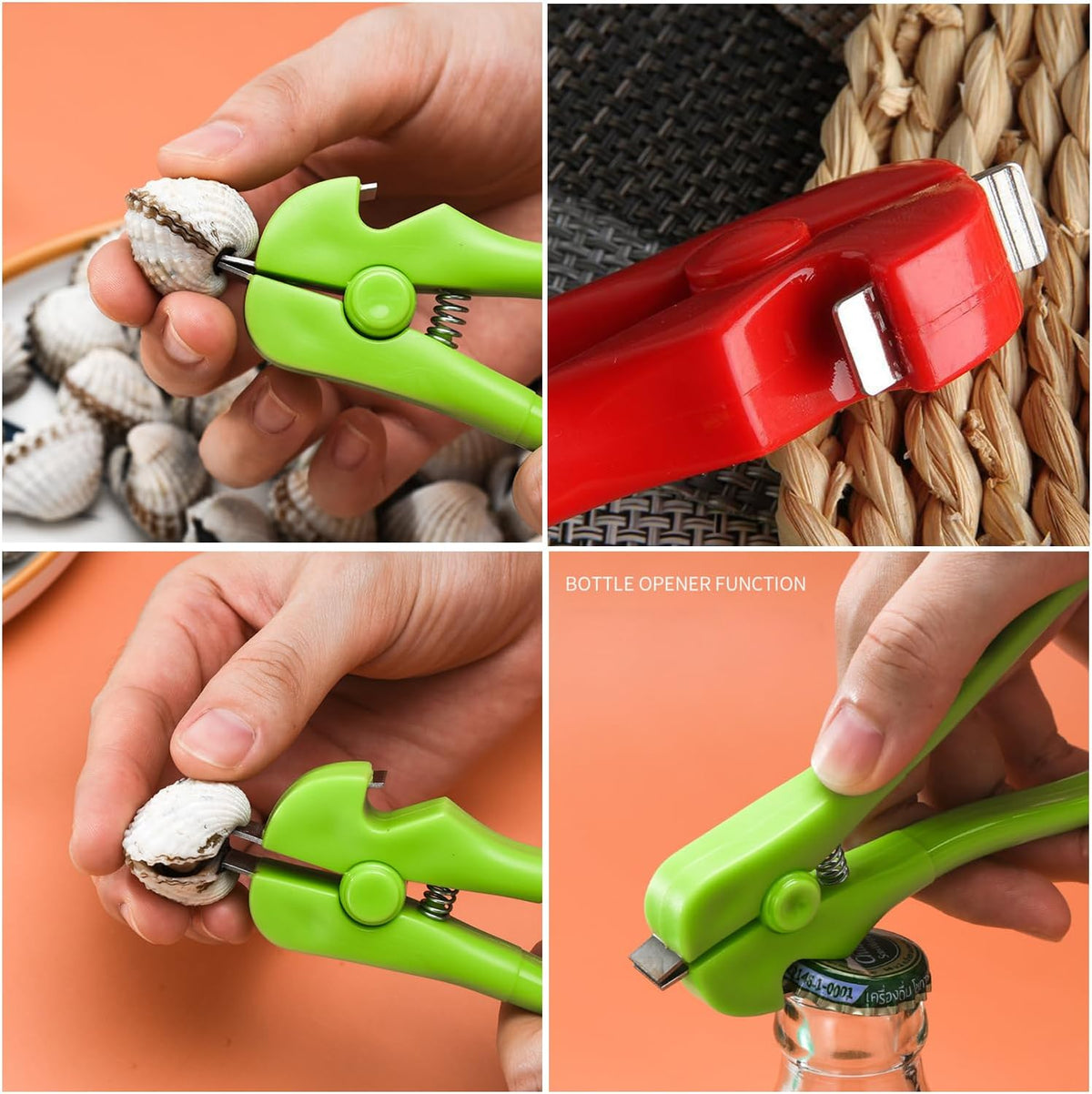 2 Pack Clam Opener Oyster Shucker Tool Oyster Shucking Knife Mussels Opener Pry with Beer Bottle Openers for Razor Shell Fish Scallop Shellfish Seafood Culinary Restaurant Party Picnic Kitchen