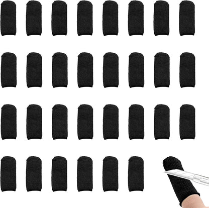 30 PCS Finger Cots Cut Resistant Finger Guards Protectors Thumb Protector for Garden, Kitchen, Sculpture (Black)