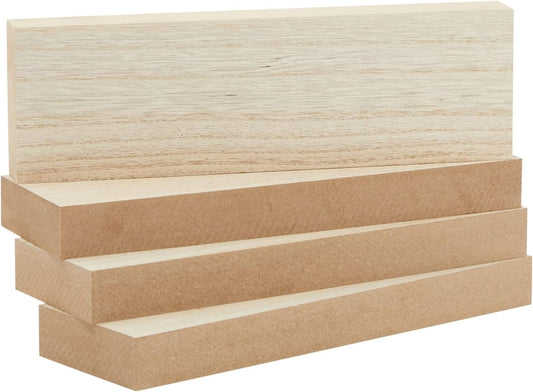 Wood Blocks - Wood Boards for Crafts & MDF Board Projects - Carving Blocks & Smooth Painting Surface - 3 x 10 in, 1 in Thick, 4-Pack