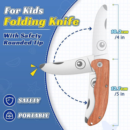 Kids Pocket Knife Folding Knife Safety Knife for Kids with Safe Rounded Camping Knife Designed for Children's Outdoor Camping with Hanging Holes Pocket Knife for Boy’s First Knife