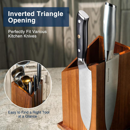 2026 Upgraded Magnetic Knife Holder for Countertop, Double-Sided Acacia Wood Magnetic Knife Block Without Knives, Universal Knife and Utensil Holder for Kitchen, Stronger Magnets of Kitchen Organizer