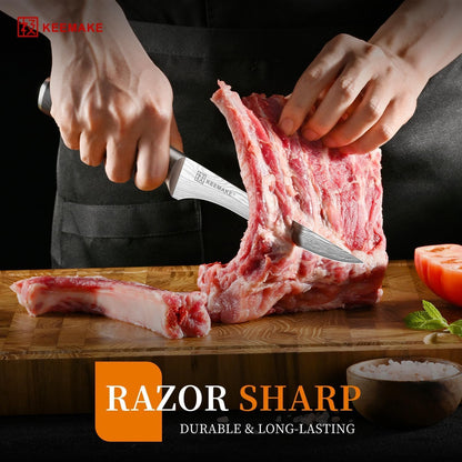 Fillet Knife 6 Inch, Super Sharp Boning Knife High Carbon Stainless Steel Deboning Knives for Meat Cutting, Fish Knive with Ergonomic Pakkawood Handle with Gift Box, Father Day Gifts