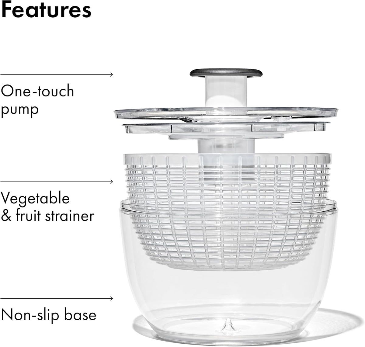 Good Grips Salad Spinner | Lettuce Spinner | Fruit Washer | Fruit Washing Bowl with Strainer | Vegetable Cleaner | Salad Cleaner | Lettuce Washer | 6.22 Quart Capacity