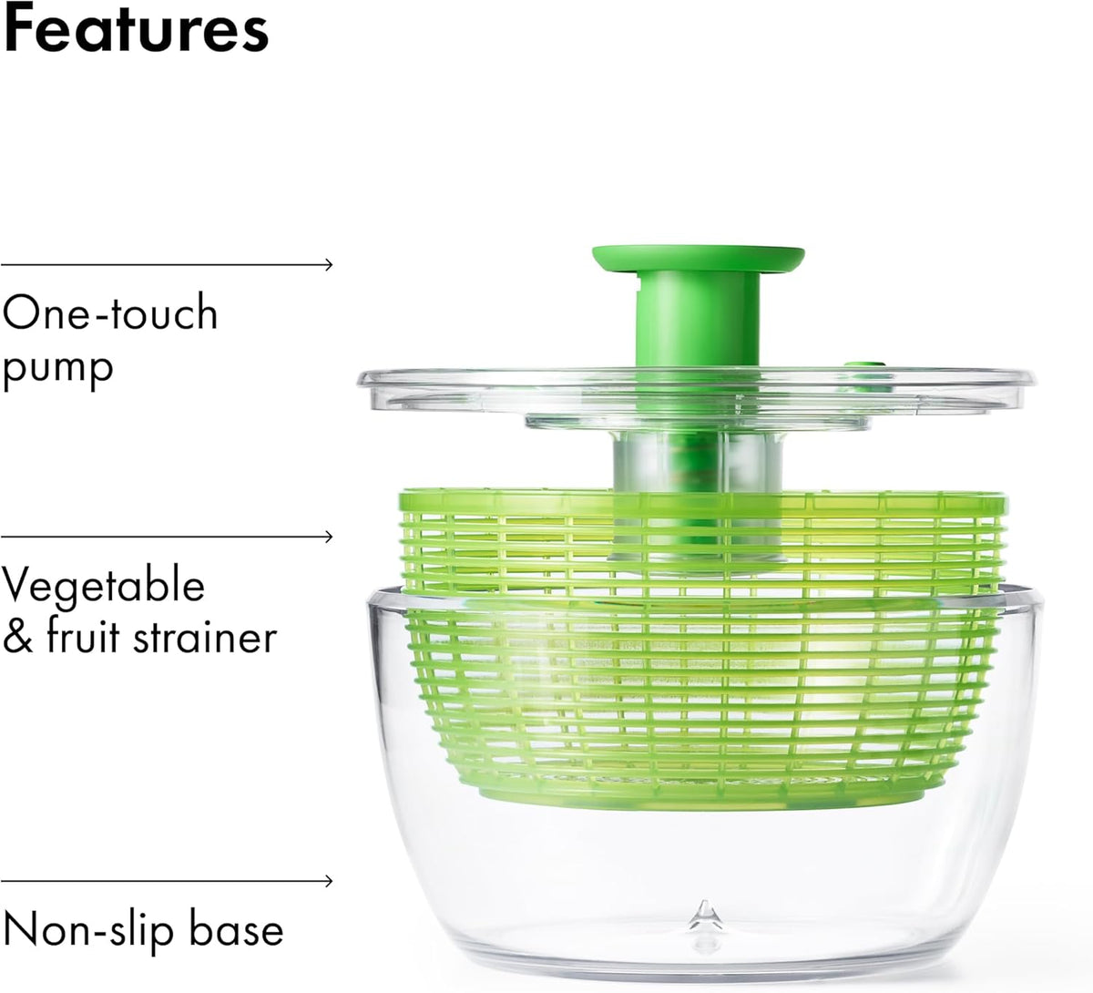Good Grips Salad Spinner | Lettuce Spinner | Fruit Washer | Fruit Washing Bowl with Strainer | Vegetable Cleaner | Salad Cleaner | Lettuce Washer | 6.22 Quart Capacity