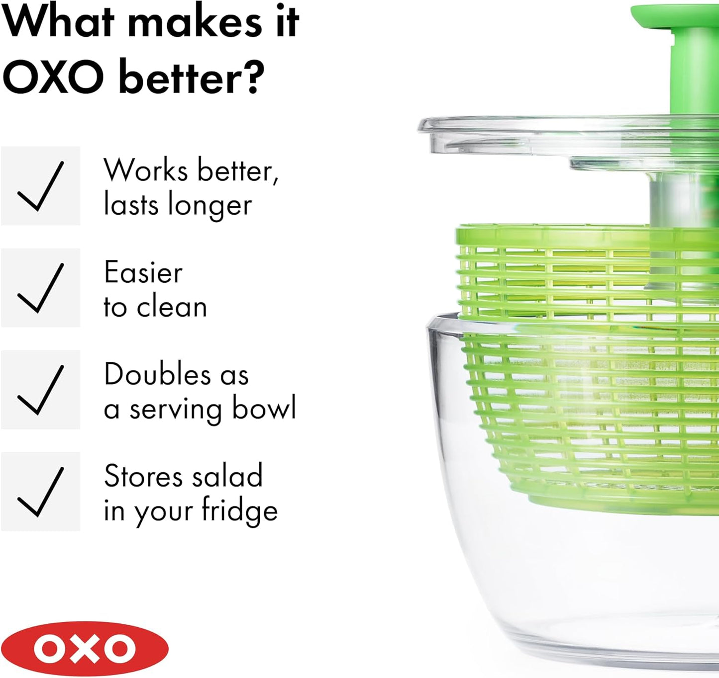 Good Grips Salad Spinner | Lettuce Spinner | Fruit Washer | Fruit Washing Bowl with Strainer | Vegetable Cleaner | Salad Cleaner | Lettuce Washer | 6.22 Quart Capacity