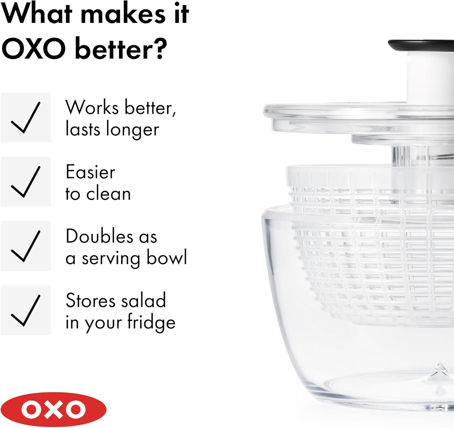 Good Grips Salad Spinner | Lettuce Spinner | Fruit Washer | Fruit Washing Bowl with Strainer | Vegetable Cleaner | Salad Cleaner | Lettuce Washer | 6.22 Quart Capacity