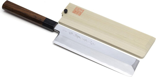 Yoshihiro Hongasumi Blue Steel Edo Usuba Traditional Japanese Vegetable Chopping Chef Knife (8.25'' (210mm), Rosewood Handle)