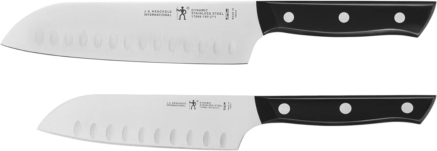 Dynamic Razor-Sharp 2-pc Knife Set, Santoku Knife 5.5 Inch, Santoku Knife 7 Inch, German Engineered Informed by 100+ Years of Mastery