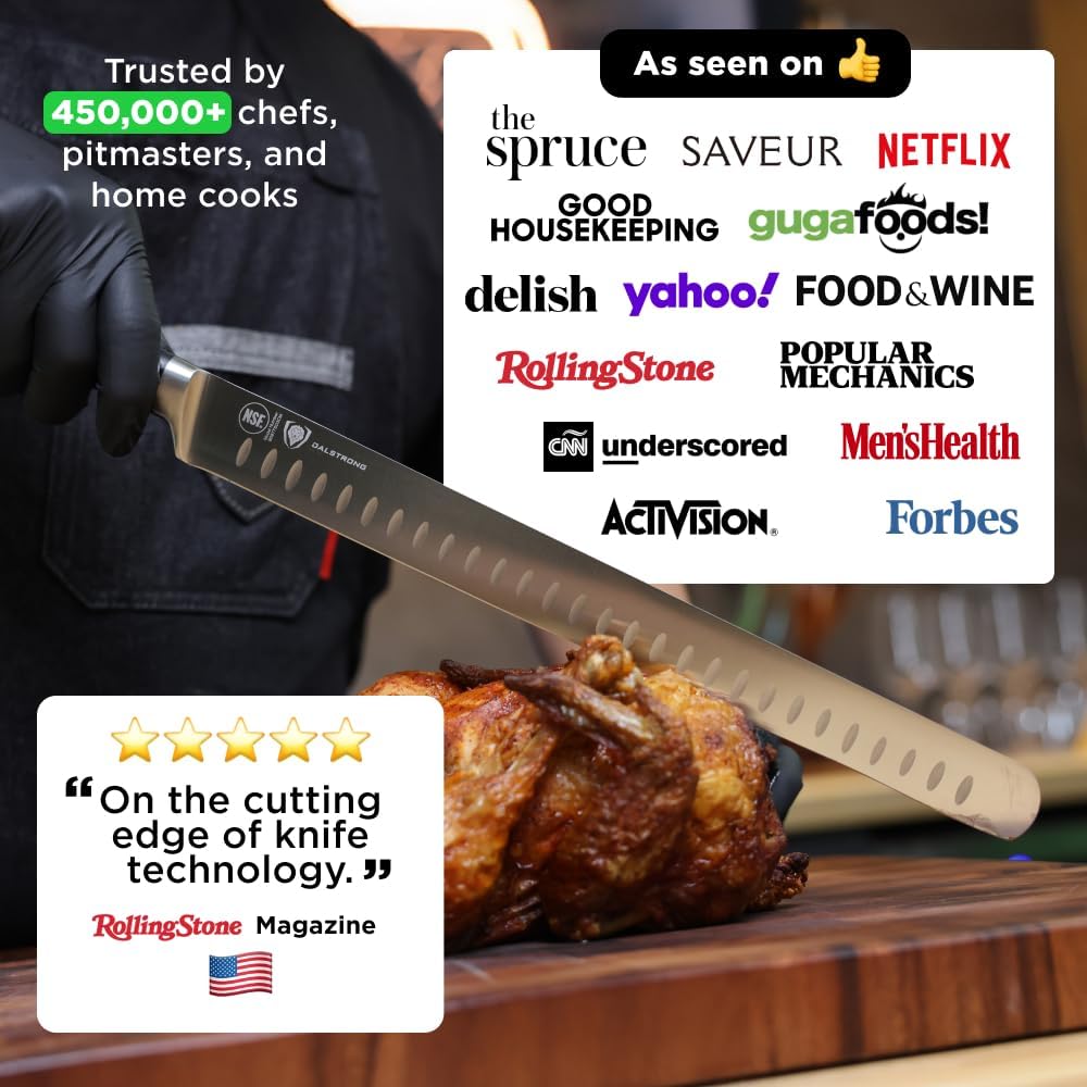 2 Piece Set - Slicing Knife 12 inch + Boning Knife 6 inch - Gladiator Series ELITE - High-Carbon German Steel - Black G10 Handle - Fillet Chef - Sheath Included