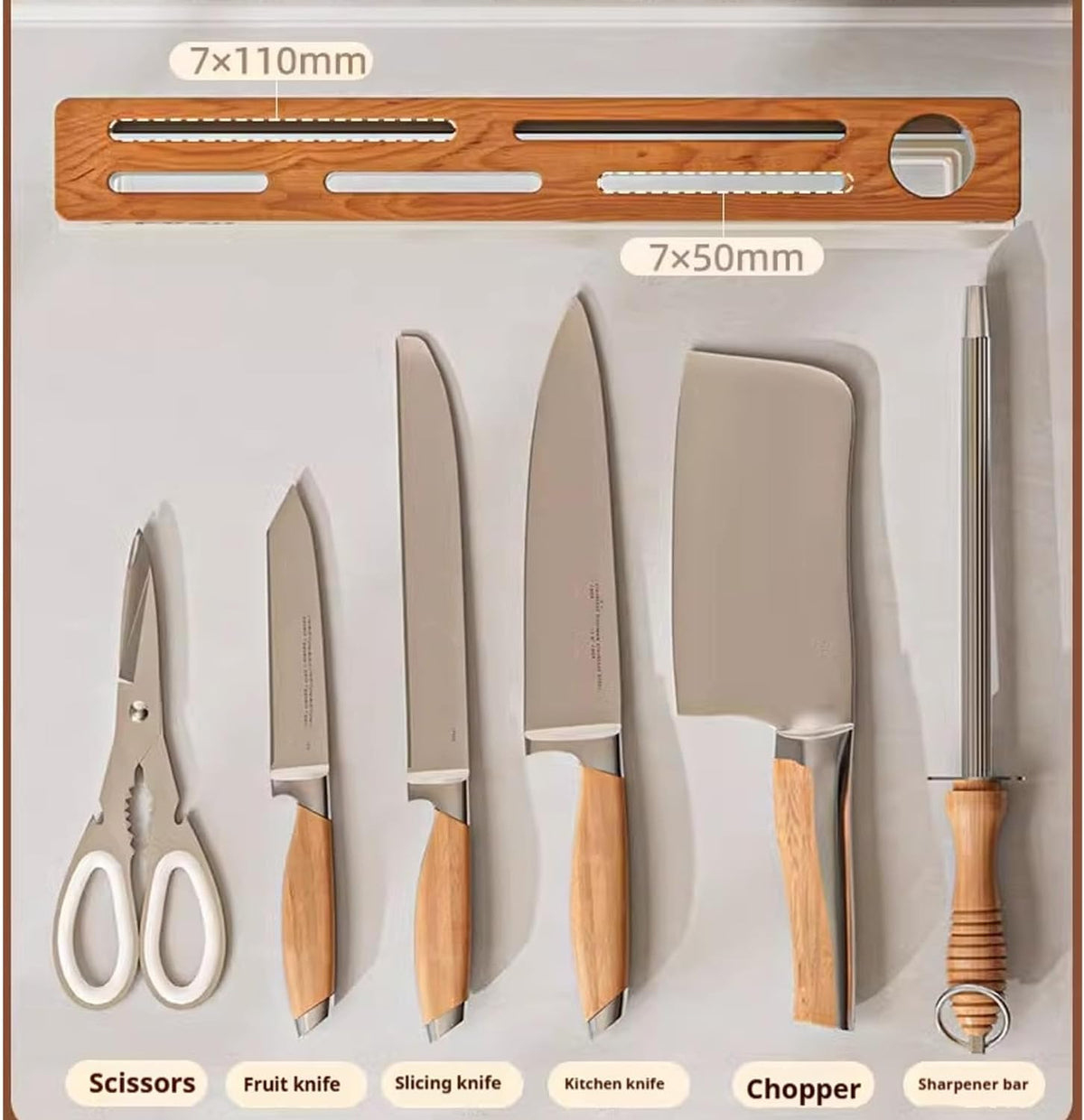 Kitchen Wall-Mounted Knife Holder - under Cabinet Knife Storage - Cabinet Door Knife Organizer – Hanging Knife Rack,Utensils holder,13 Inch