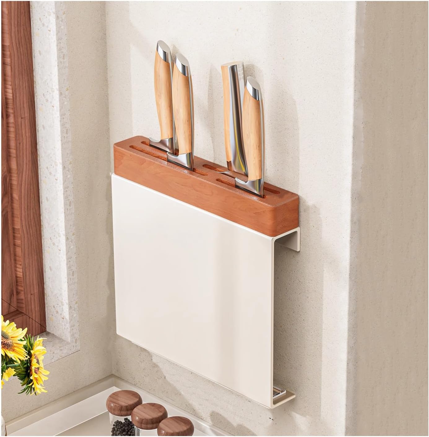 Kitchen Wall-Mounted Knife Holder - under Cabinet Knife Storage - Cabinet Door Knife Organizer – Hanging Knife Rack,Utensils holder,13 Inch