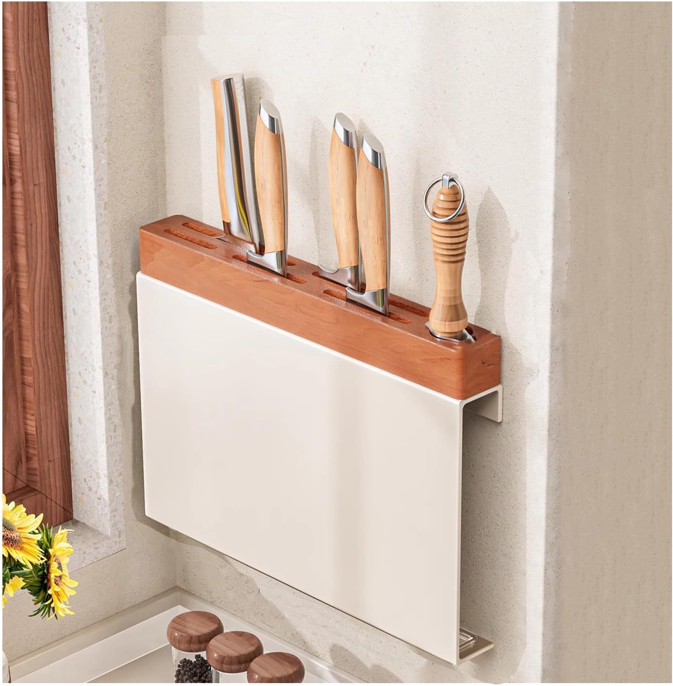 Kitchen Wall-Mounted Knife Holder - under Cabinet Knife Storage - Cabinet Door Knife Organizer – Hanging Knife Rack,Utensils holder,13 Inch