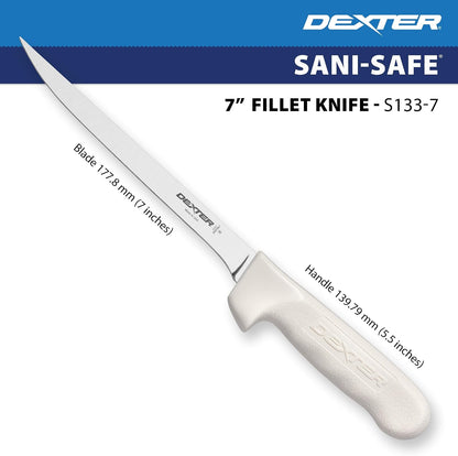 S133-9PCP Sani-Safe 9" Flexible Fillet Knife, NSF | Flexible DEXSTEEL high-carbon stainless blade with textured slip-resistant grip. NSF certified for fishing fillet work.