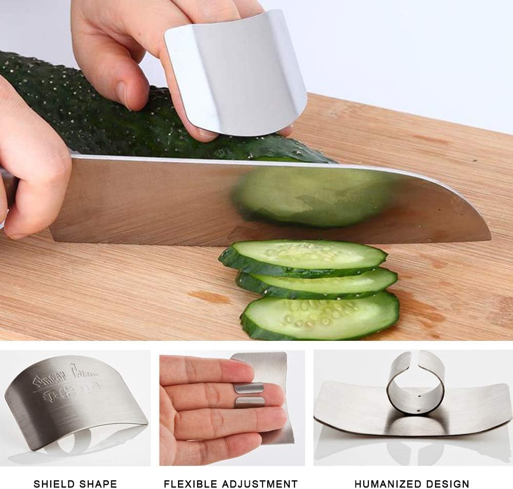 6Pcs 2 Kinds Stainless Steel Finger Guard for Cutting Vegetables Fruit, Finger Protector for Safe, Cutting Protector Avoid Hurting When Slicing Dicing, Kitchen Safe Tool