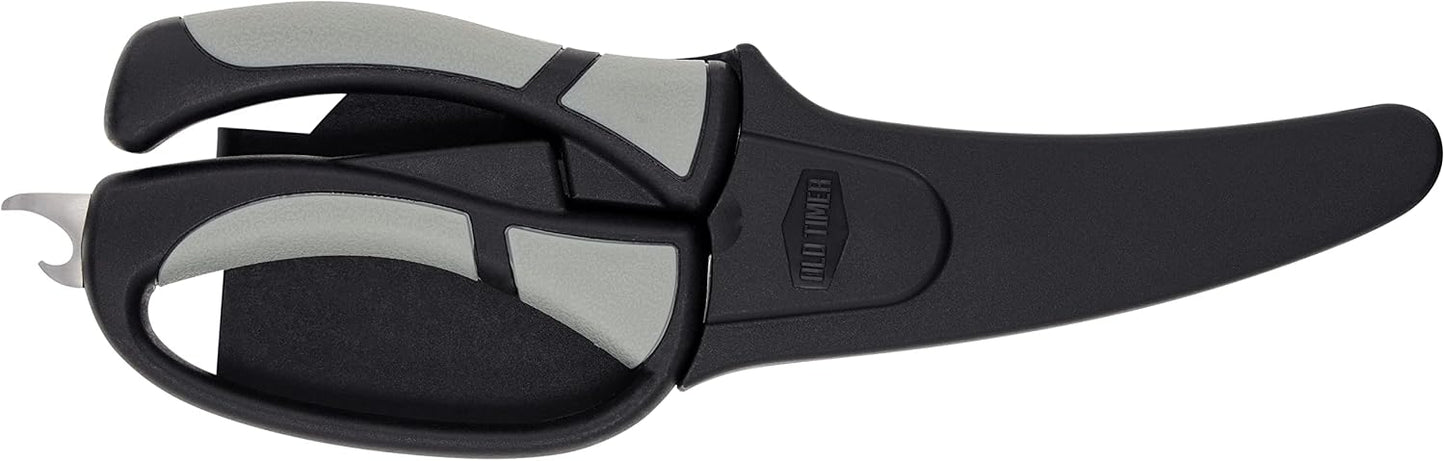 Trail Boss Game Shears with Heavy Duty Construction, Custom Molded Sheath, Spring-Assisted Opening, Bone Breaking Notch, and Safety Lock for Hunting, Cleaning Game, Camping, and Outdoors