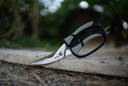 Trail Boss Game Shears with Heavy Duty Construction, Custom Molded Sheath, Spring-Assisted Opening, Bone Breaking Notch, and Safety Lock for Hunting, Cleaning Game, Camping, and Outdoors
