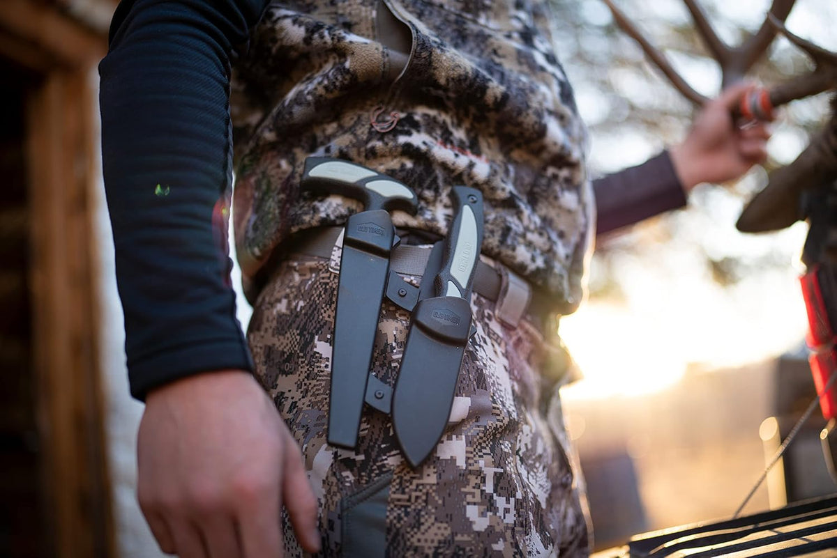 Trail Boss Game Shears with Heavy Duty Construction, Custom Molded Sheath, Spring-Assisted Opening, Bone Breaking Notch, and Safety Lock for Hunting, Cleaning Game, Camping, and Outdoors