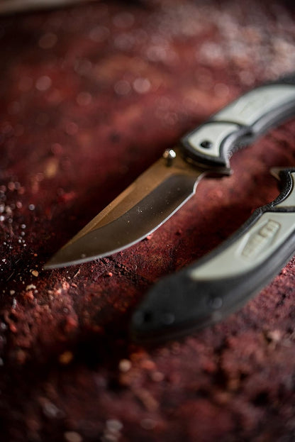 Trail Boss Game Shears with Heavy Duty Construction, Custom Molded Sheath, Spring-Assisted Opening, Bone Breaking Notch, and Safety Lock for Hunting, Cleaning Game, Camping, and Outdoors