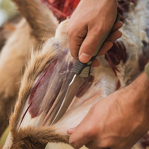 Trail Boss Game Shears with Heavy Duty Construction, Custom Molded Sheath, Spring-Assisted Opening, Bone Breaking Notch, and Safety Lock for Hunting, Cleaning Game, Camping, and Outdoors