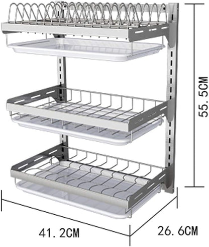 Stainless Steel Drain Rack Kitchen Rack Wall Mount Rack Tool Supplies Tableware Storage Box Put Drying Rack