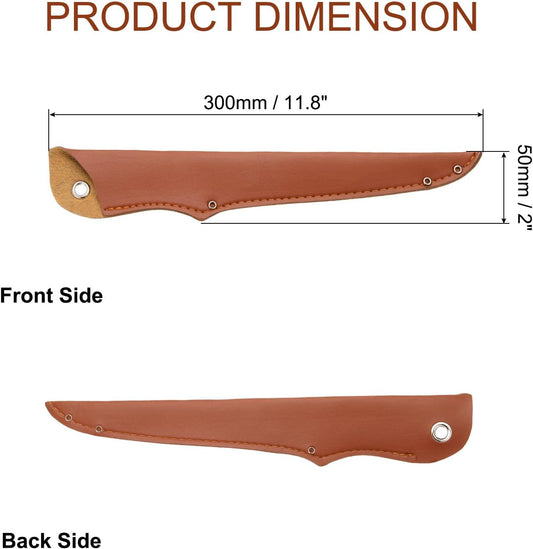Knife Cover Sleeves, 11.8" x 2" PU Leather Knives Edge Guard Blade Protector Universal Knife Sheath for Home Kitchen, Brown