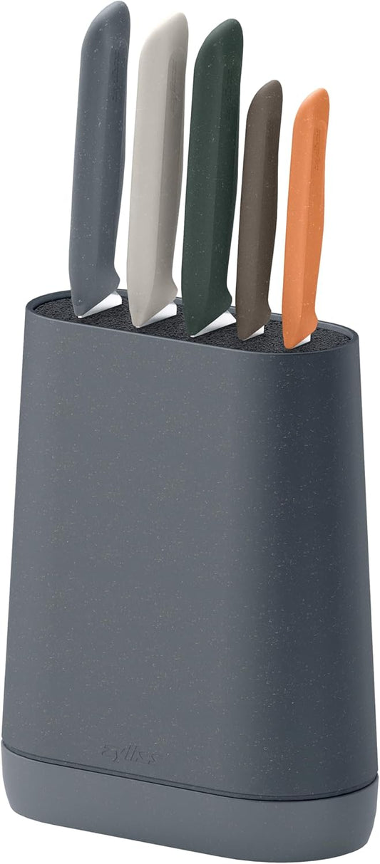 6 Piece Knife Set with Block, 6 Piece Set, 5 Kitchen Knives, 1 Block, Sharp Japanese Stainless Steel, Non Slip Base, Includes Paring, Serrated Paring,Chef Carving and Bread Knife