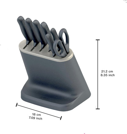 6 Piece Knife Set with Block, 6 Piece Set, 5 Kitchen Knives, 1 Block, Sharp Japanese Stainless Steel, Non Slip Base, Includes Paring, Serrated Paring,Chef Carving and Bread Knife