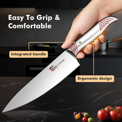 Japanese Knives Set for Kitchen, Magnetic Knife Set with Block and Sharpener, Stainless Steel Knife Set as Gift for Couple, Wedding, Women or Mom with Gift Box, 14 PCS Black Dot