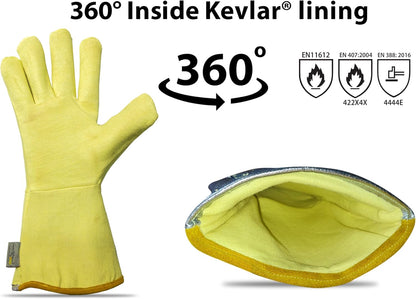 ® Graywolf® Kevlar Aluminized Heat Resistant Welding Glove/Large/1472°F │Fire Gloves│Kevlar Gloves│High Heat │Foundry glove│