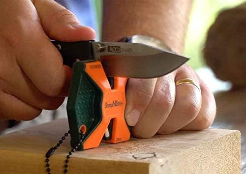 AccuSharp 2-Step Coarse and Fine Rods Knife Sharpener, Hones, Restores & Sharpens Kitchen Knives and All Types of Blades, Keychain Pull Through Knife Sharpener, Blaze Orange