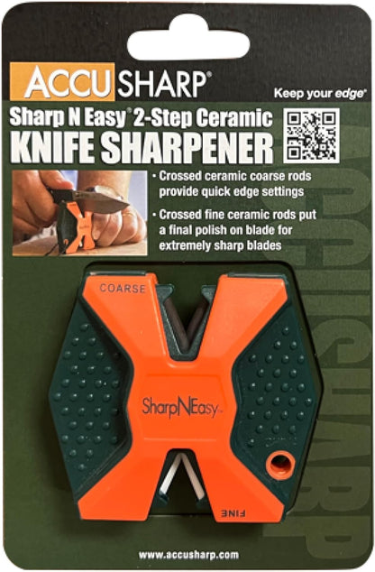 AccuSharp 2-Step Coarse and Fine Rods Knife Sharpener, Hones, Restores & Sharpens Kitchen Knives and All Types of Blades, Keychain Pull Through Knife Sharpener, Blaze Orange