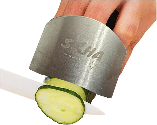 1pc Finger Guard for fingers, Kitchen Tool, Stainless Steel Knife Protector for Fingers, Portect Fingers, Avoid injuries, used When Slicing and Chopping, Silver Stainless Steel S&HA