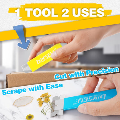 Box Cutters 12 Pack, Utility Knife, Box Cutter Retractable with Razor Blade, Box Opener for Package, Utility Knives for Office, School, Home, Flat Box Cutter for Women, Letter Opener for Mail