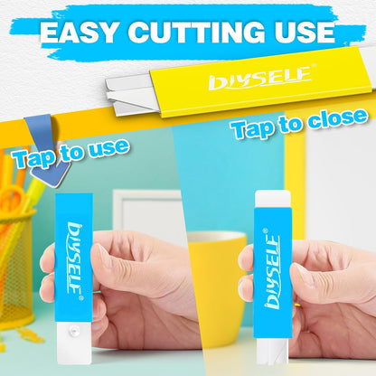 Box Cutters 12 Pack, Utility Knife, Box Cutter Retractable with Razor Blade, Box Opener for Package, Utility Knives for Office, School, Home, Flat Box Cutter for Women, Letter Opener for Mail