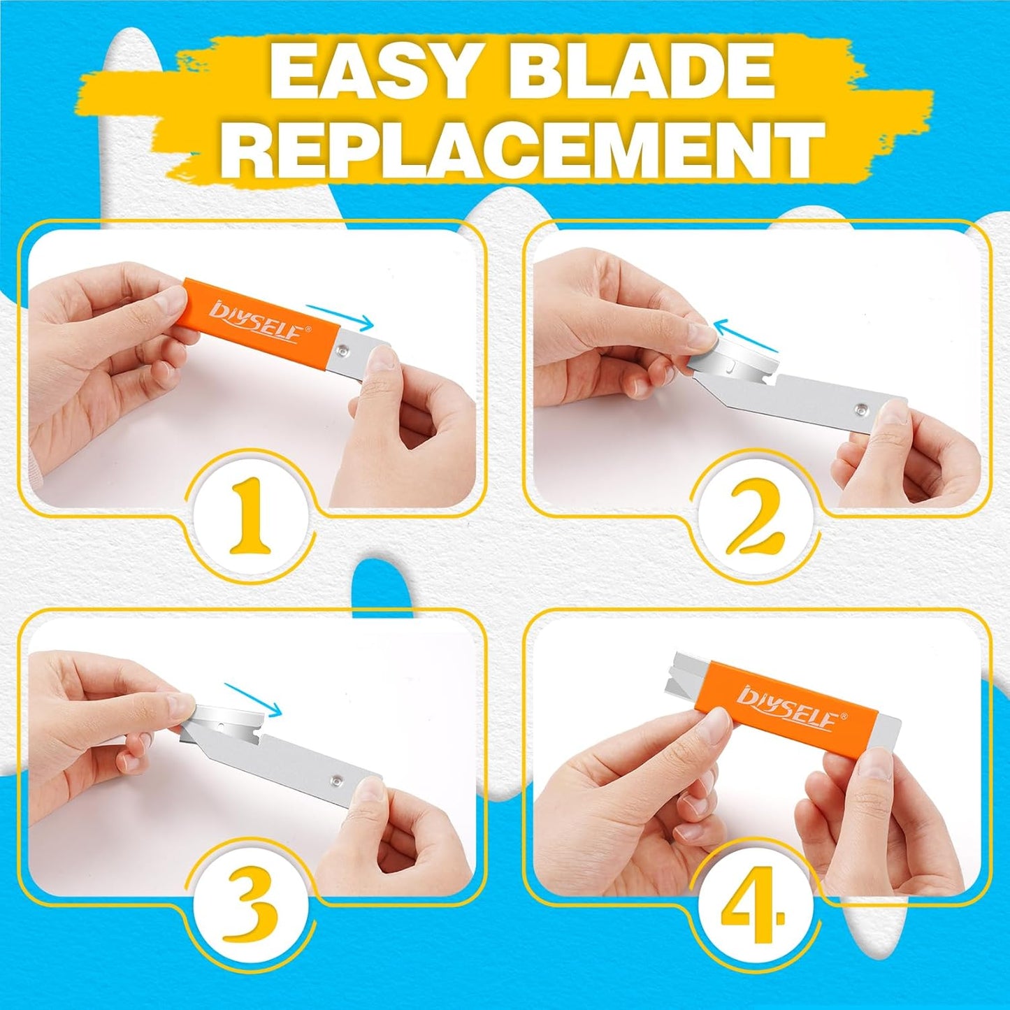 Box Cutters 12 Pack, Utility Knife, Box Cutter Retractable with Razor Blade, Box Opener for Package, Utility Knives for Office, School, Home, Flat Box Cutter for Women, Letter Opener for Mail