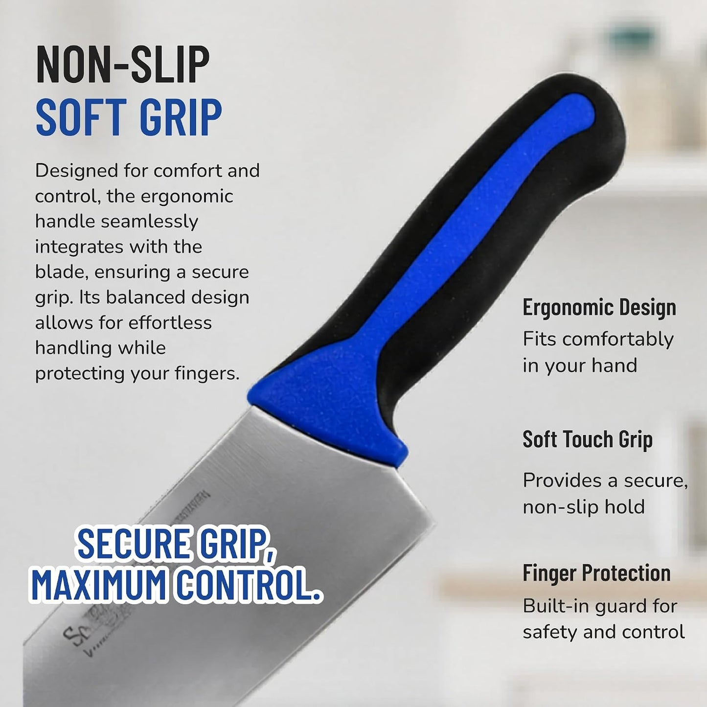 SoftBlu Kitchen Knifes, X50CrMoV15 German Stainless Steel, Non-Slip Soft Grip Handle, Professional (Boning Knife, Wide, 6")
