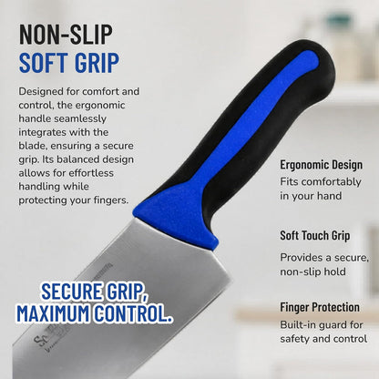 SoftBlu Kitchen Knifes, X50CrMoV15 German Stainless Steel, Non-Slip Soft Grip Handle, Professional (Boning Knife, Wide, 6")