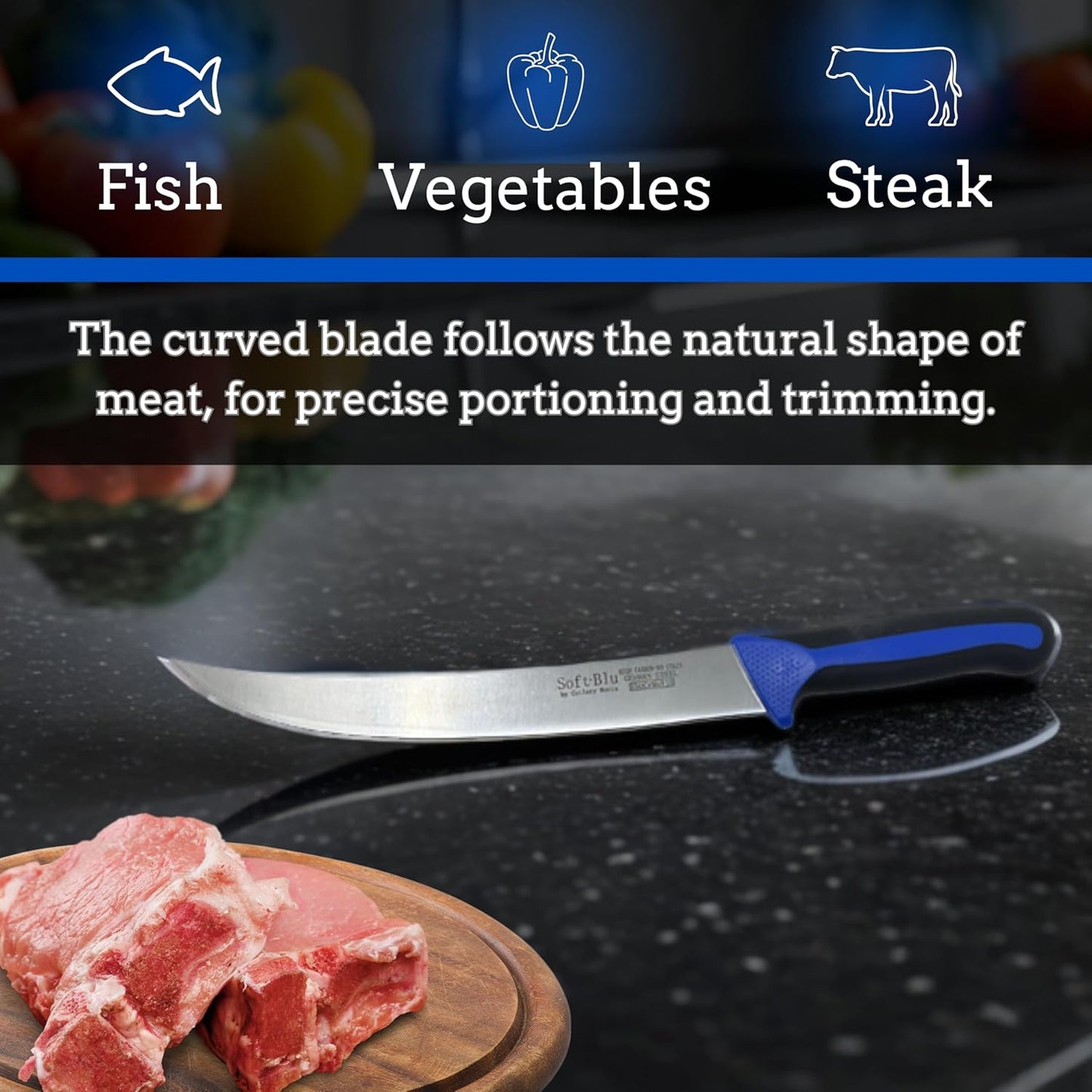 SoftBlu Kitchen Knifes, X50CrMoV15 German Stainless Steel, Non-Slip Soft Grip Handle, Professional (Boning Knife, Wide, 6")