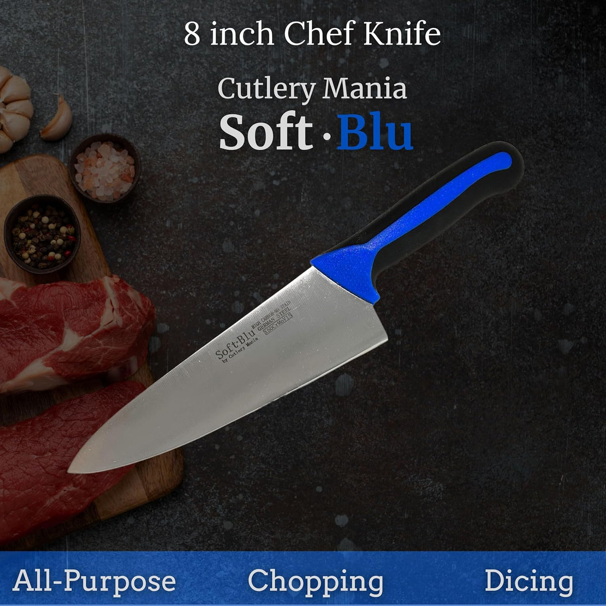 SoftBlu Kitchen Knifes, X50CrMoV15 German Stainless Steel, Non-Slip Soft Grip Handle, Professional (Boning Knife, Wide, 6")