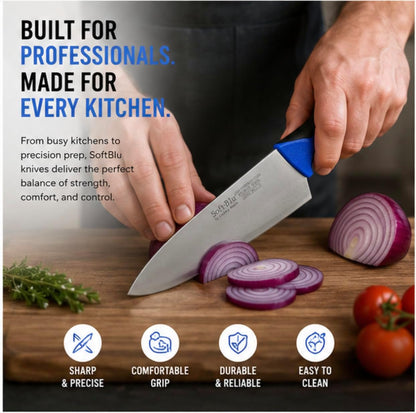 SoftBlu Kitchen Knifes, X50CrMoV15 German Stainless Steel, Non-Slip Soft Grip Handle, Professional (Boning Knife, Wide, 6")