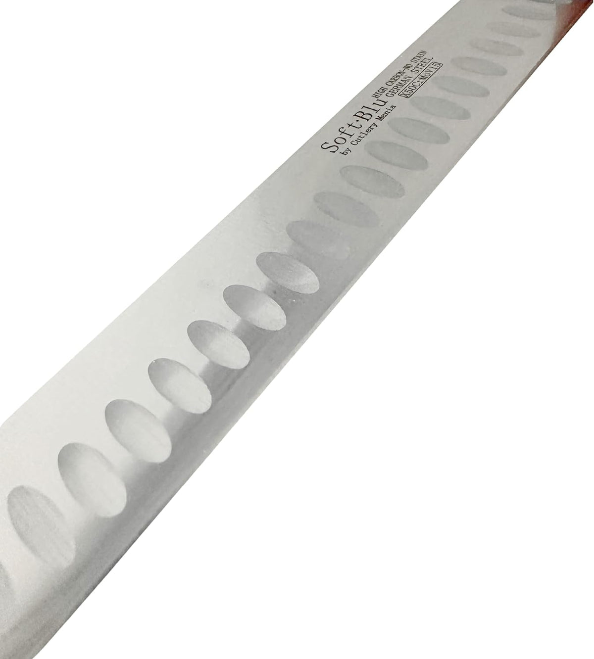 SoftBlu Kitchen Knifes, X50CrMoV15 German Stainless Steel, Non-Slip Soft Grip Handle, Professional (Boning Knife, Wide, 6")