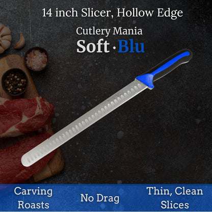 SoftBlu Kitchen Knifes, X50CrMoV15 German Stainless Steel, Non-Slip Soft Grip Handle, Professional (Boning Knife, Wide, 6")